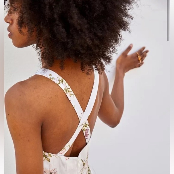 BROCK COLLECTION X H&M COLLABORATION CREAM FLORAL MIDI DRESS Sz XL Cottagecore - Picture 8 of 16